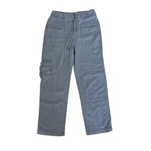Soft Surroundings Linen Blend Pants Gray Sz Medium Tall Minimalist Casual Chic
